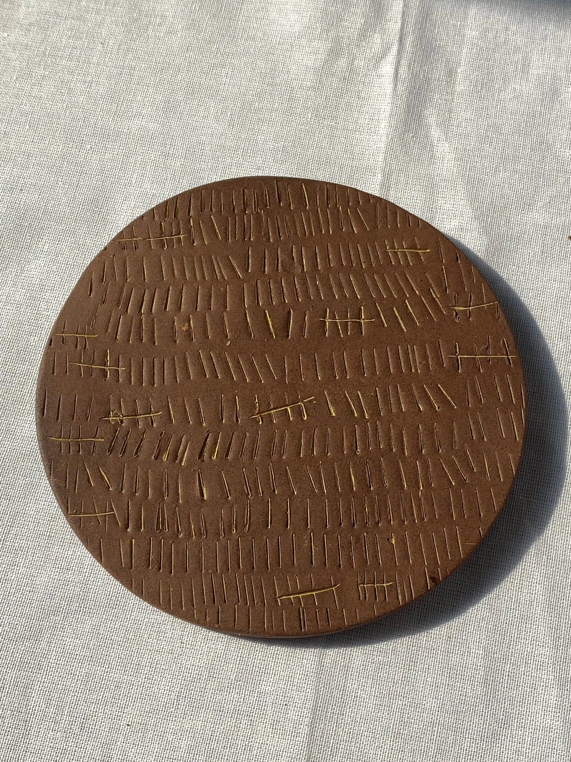 ceramic coasters yellow tally marks