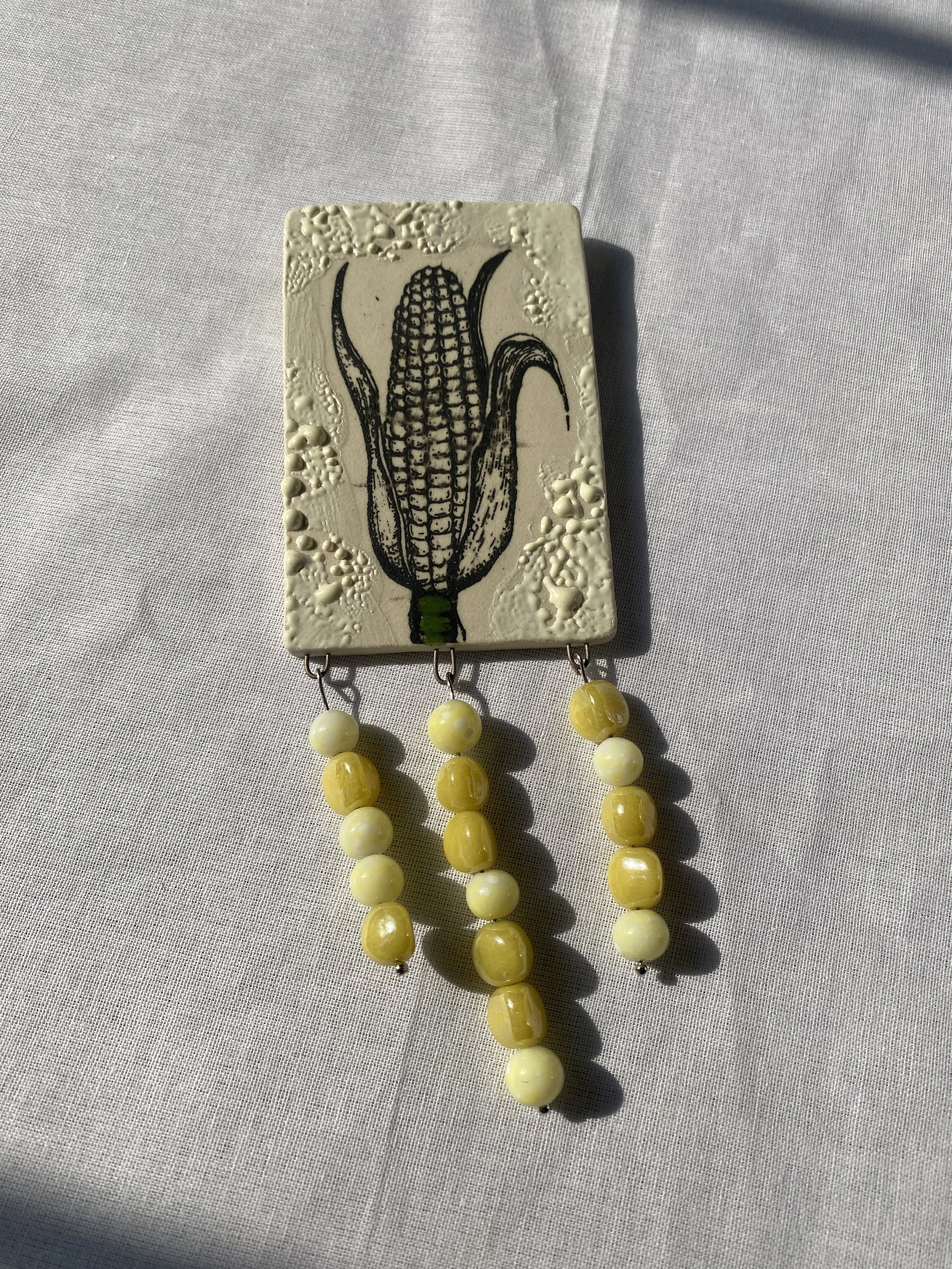 ceramic corn brooch corn kernels corn midwest mom midwest corn sweet corn yellow and white corn corn art corny art ceramics art