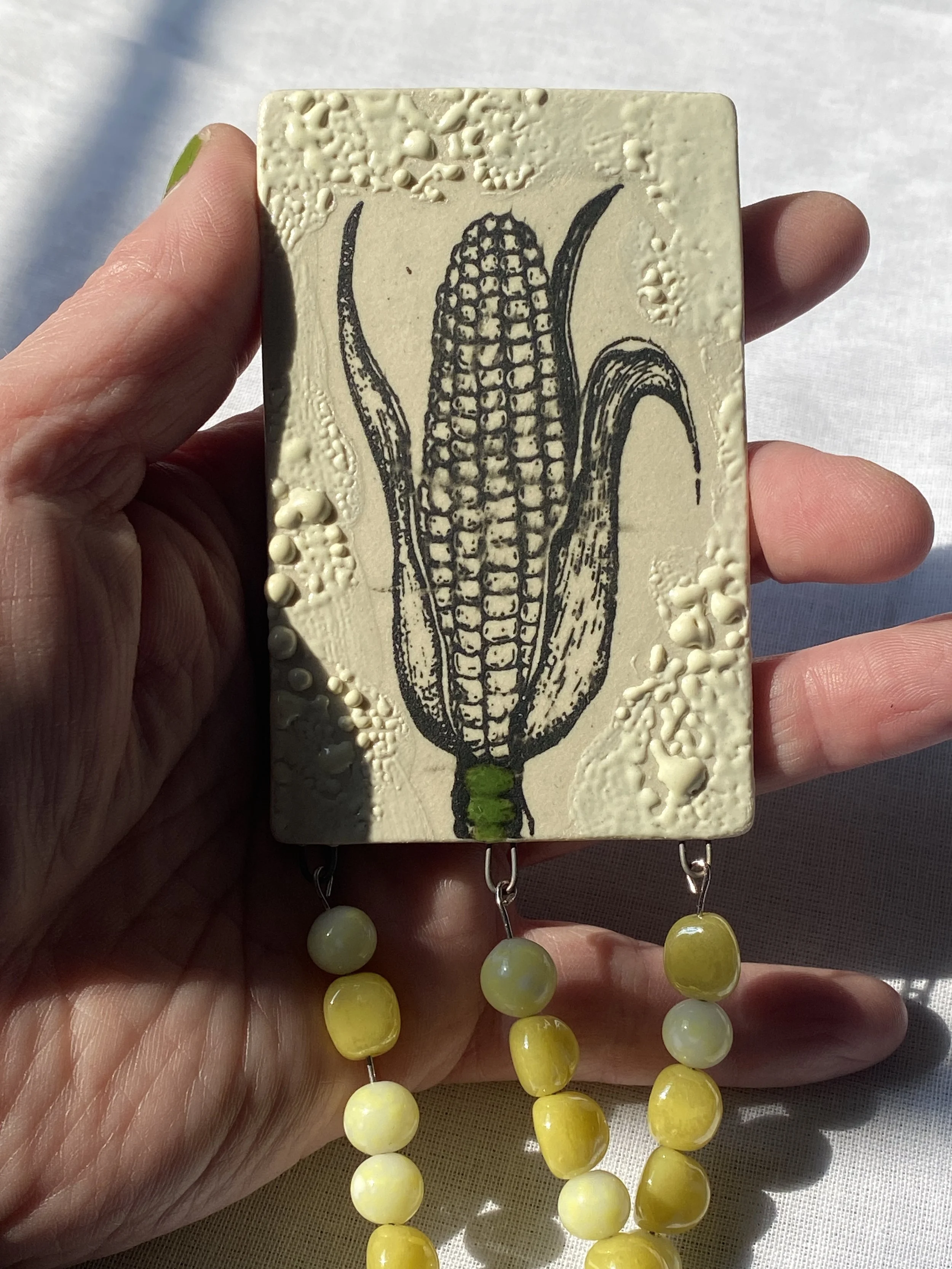 ceramic corn brooch corn kernels corn midwest mom midwest corn sweet corn yellow and white corn corn art corny art ceramics art