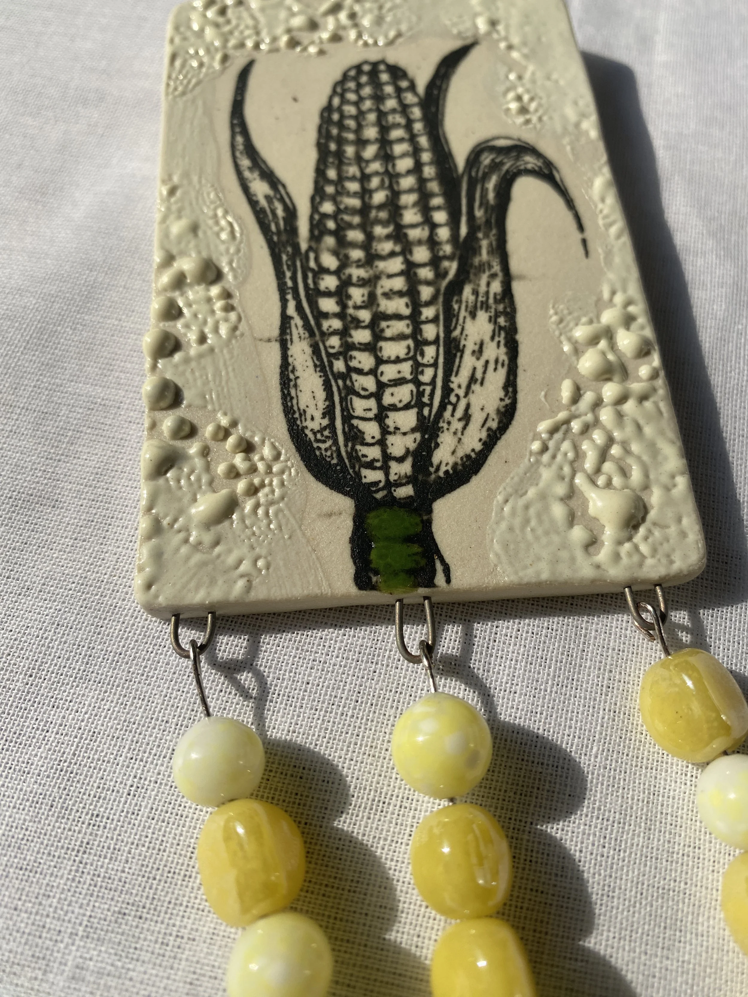 ceramic corn brooch corn kernels corn midwest mom midwest corn sweet corn yellow and white corn corn art corny art ceramics art