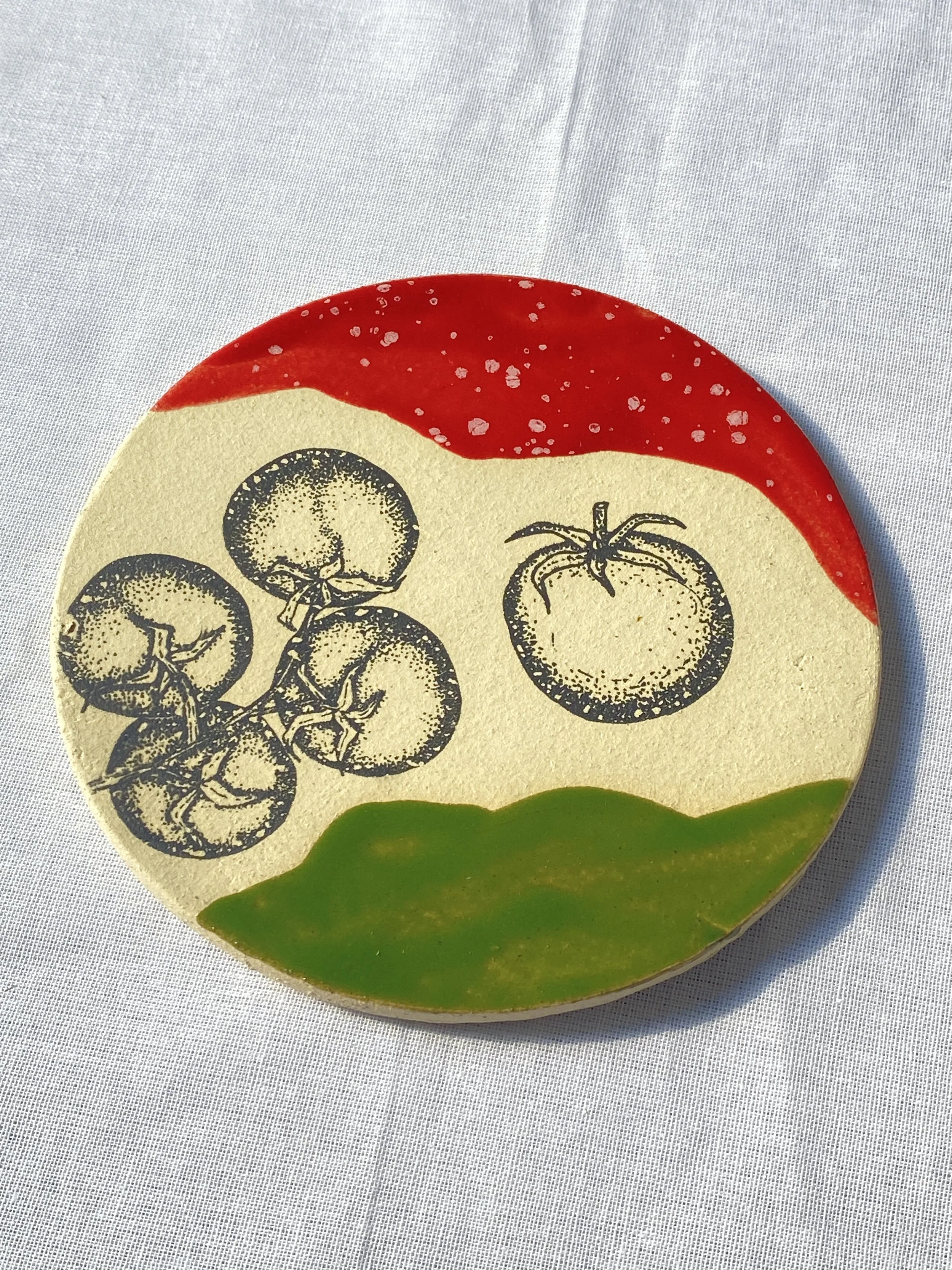 tomato coaster tomato art tomato ceramic art
