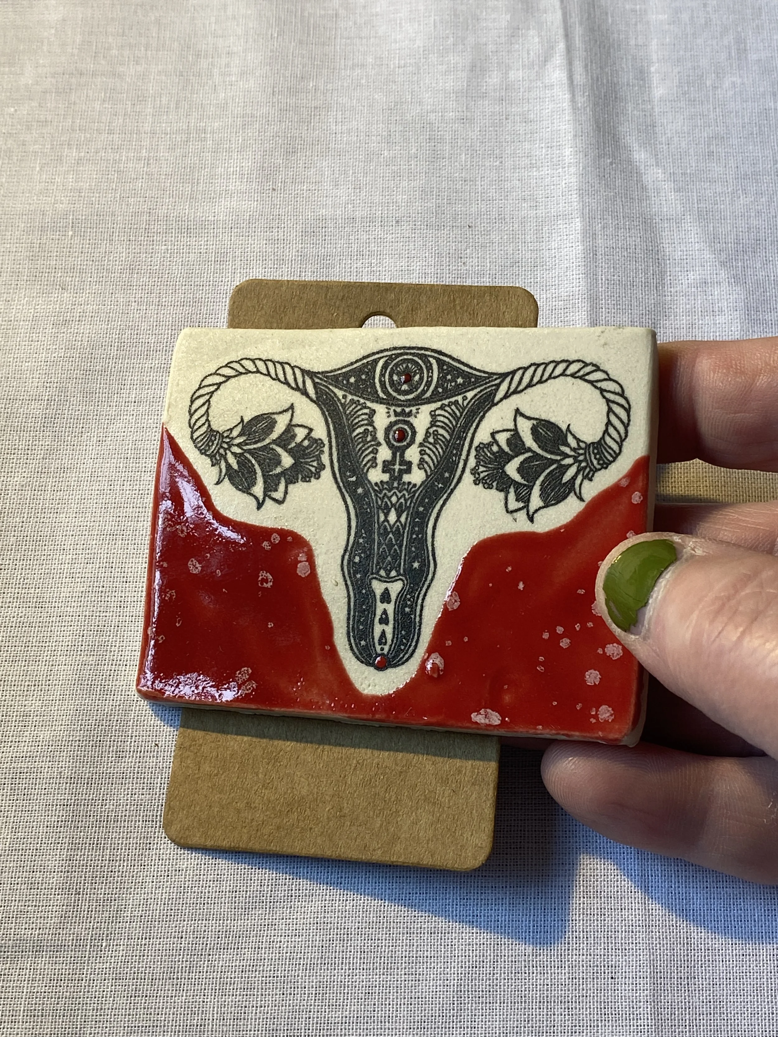 Ceramic uterus brooch uterii uterus perimenopause menopause flowery uterus feminist art