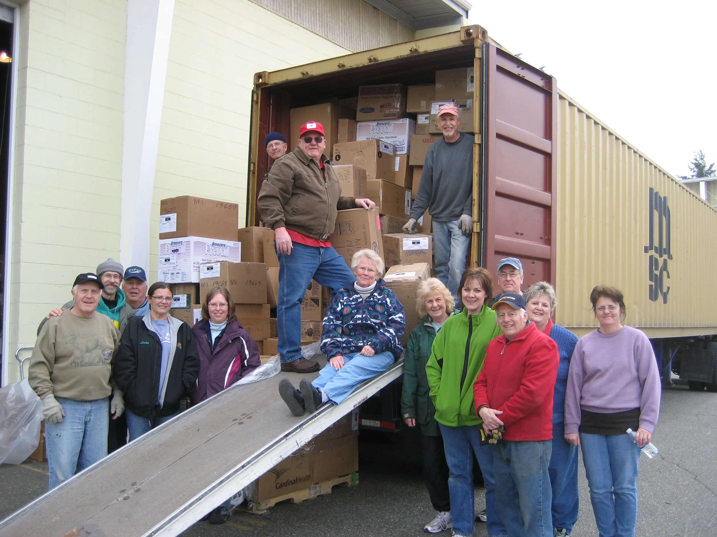 One of the many containers GMA Volunteers have prepared and shipped