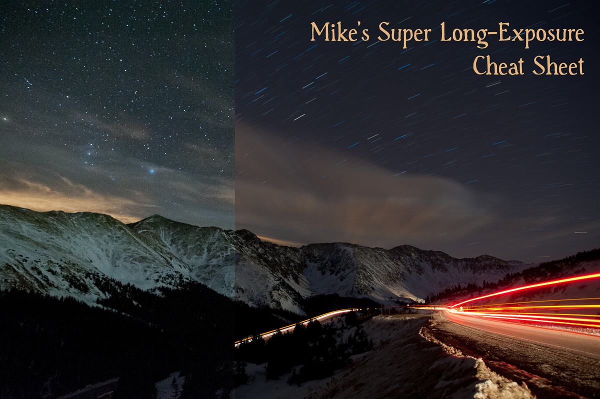 A composite from two separate images with noisy ISO 12,800 at f/4 for 8 seconds on the left and creamy ISO 200 at f/4 for 8 minutes on the right. Captured on Loveland Pass, Colorado