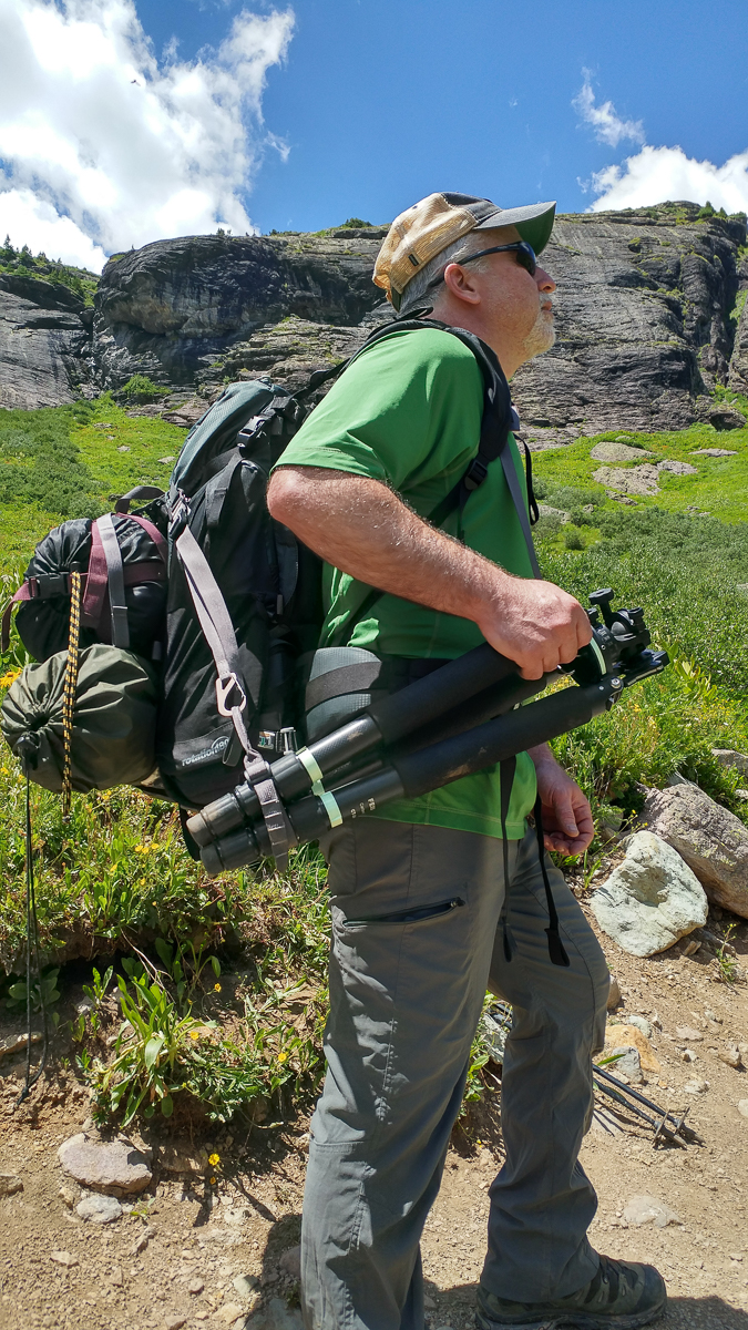 Mike carries his tripod with the super easy to access Tripod Suspension Kit