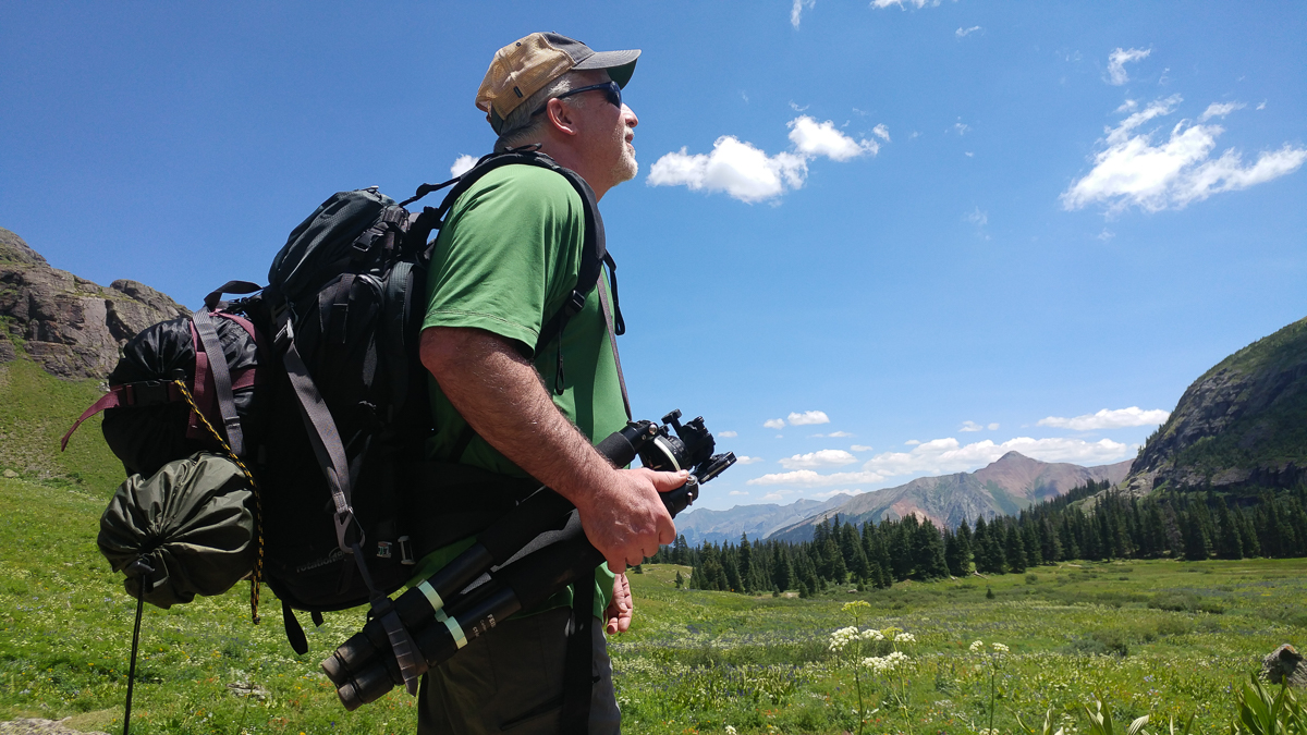 Mike takes in the sights near a stream crossing in lower Ice Lake Basin