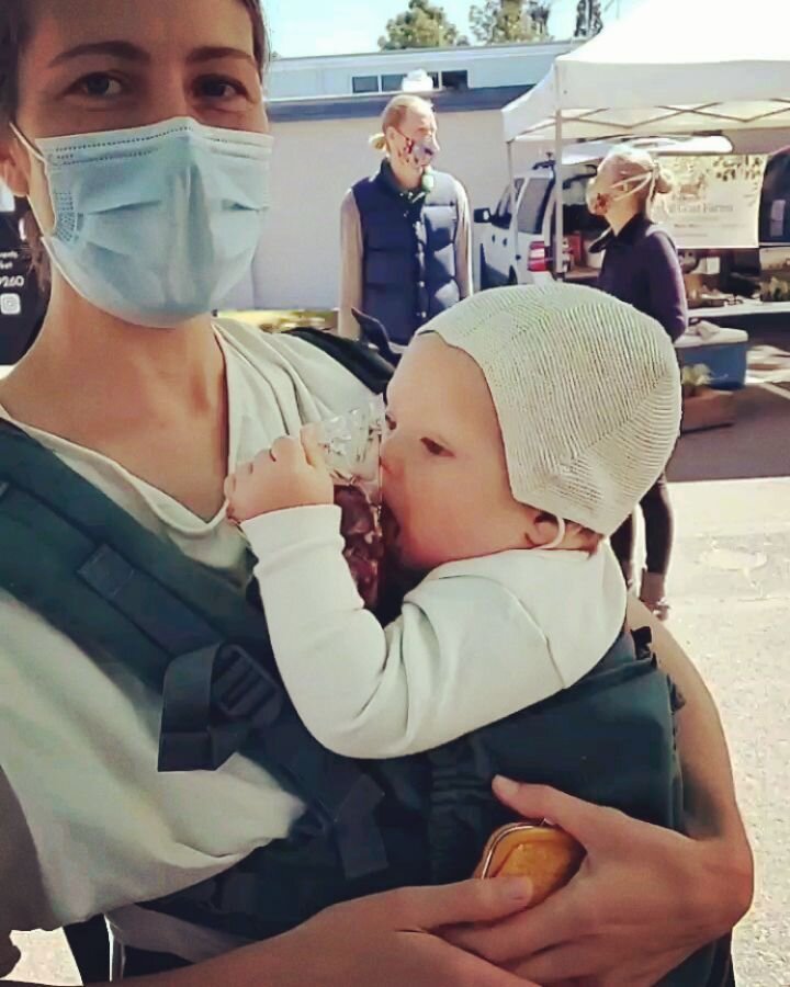 Meet Malu our latest to join the Uproot family and her adorable young man, Winston who can't resist the pork heart treat I gave them at our @rvgrowersmarket yesterday. Gotta love the teething toddler approved #madewithlove #ashlandgrown #heritagepork