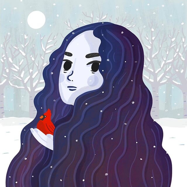 Who needs a coat when you got... hair? 🙃 Capturing feelings of winter moodiness and being cold all the time. ⛄️ #procreate #illustrationdaily #seasonalaffectivedisorder #itscold