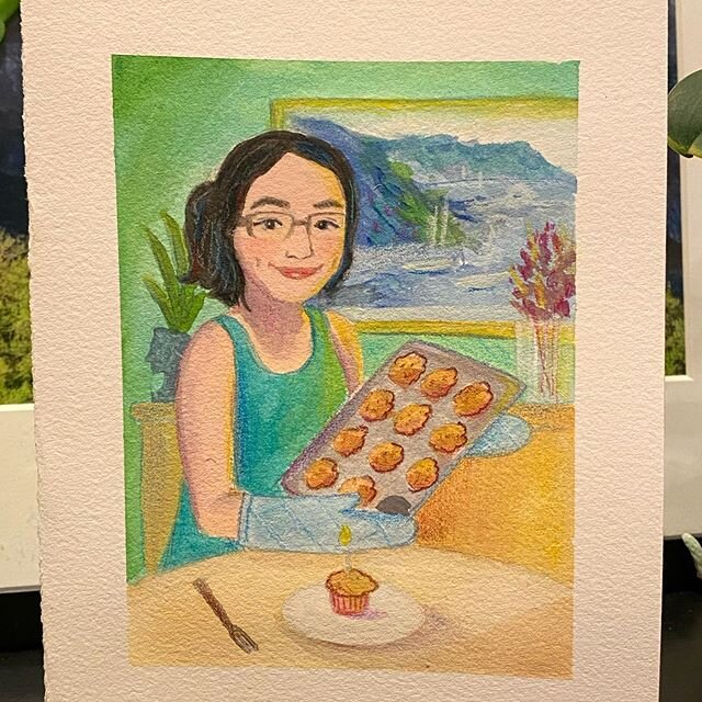 Happy birthday to my talented, muffin making, bread baking extraordinaire cousin. She&rsquo;s an artist and baking is her medium 🍞. Thank you for keeping us nourished during this crazy time. We love you v much, star baker💛 #gouacheillustration #sta