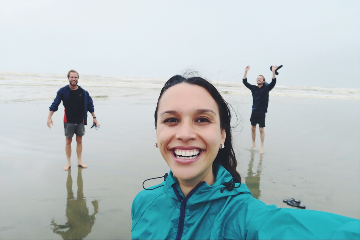 Bowen, Peter and I having a laugh on the beach