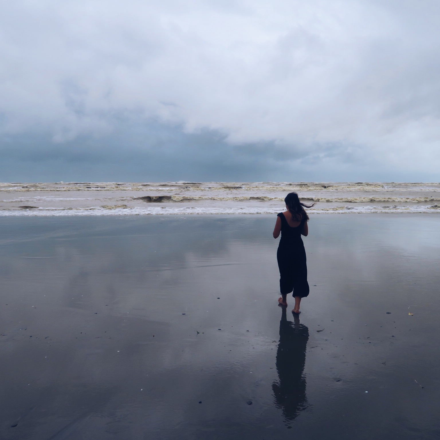 Beach walks in the rain
