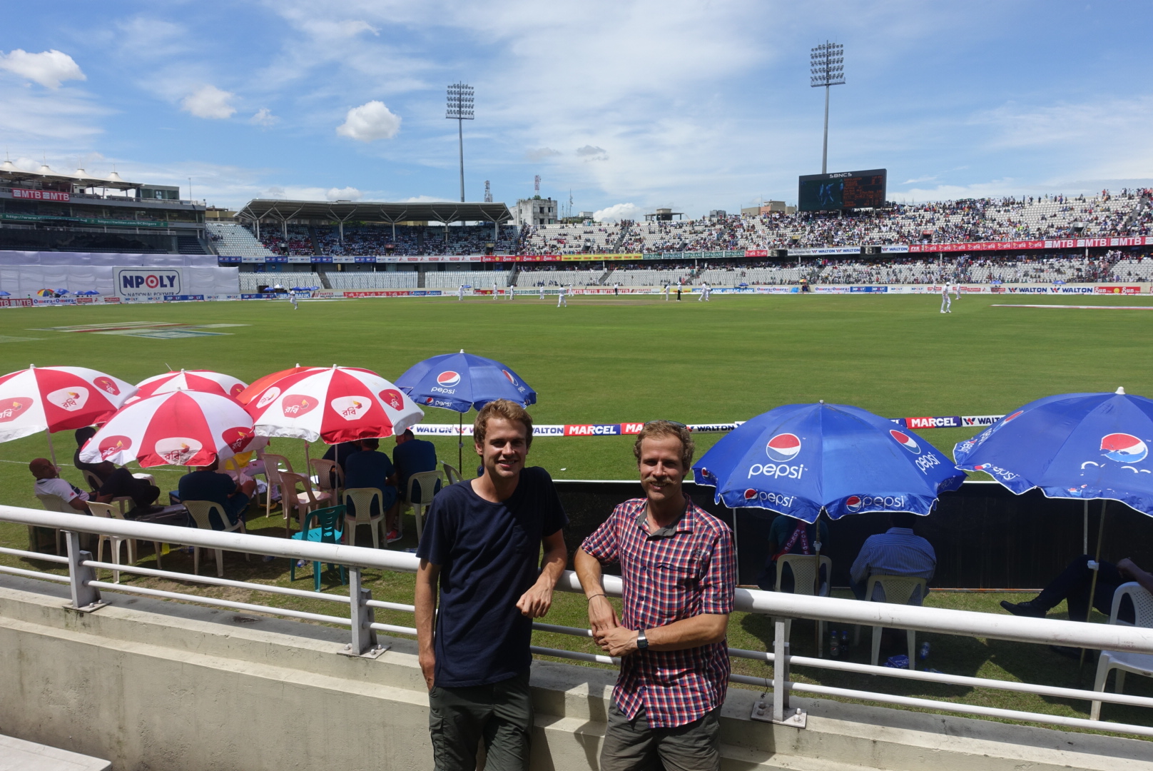 Bowen and Pete. Behind them are the South African team support staff