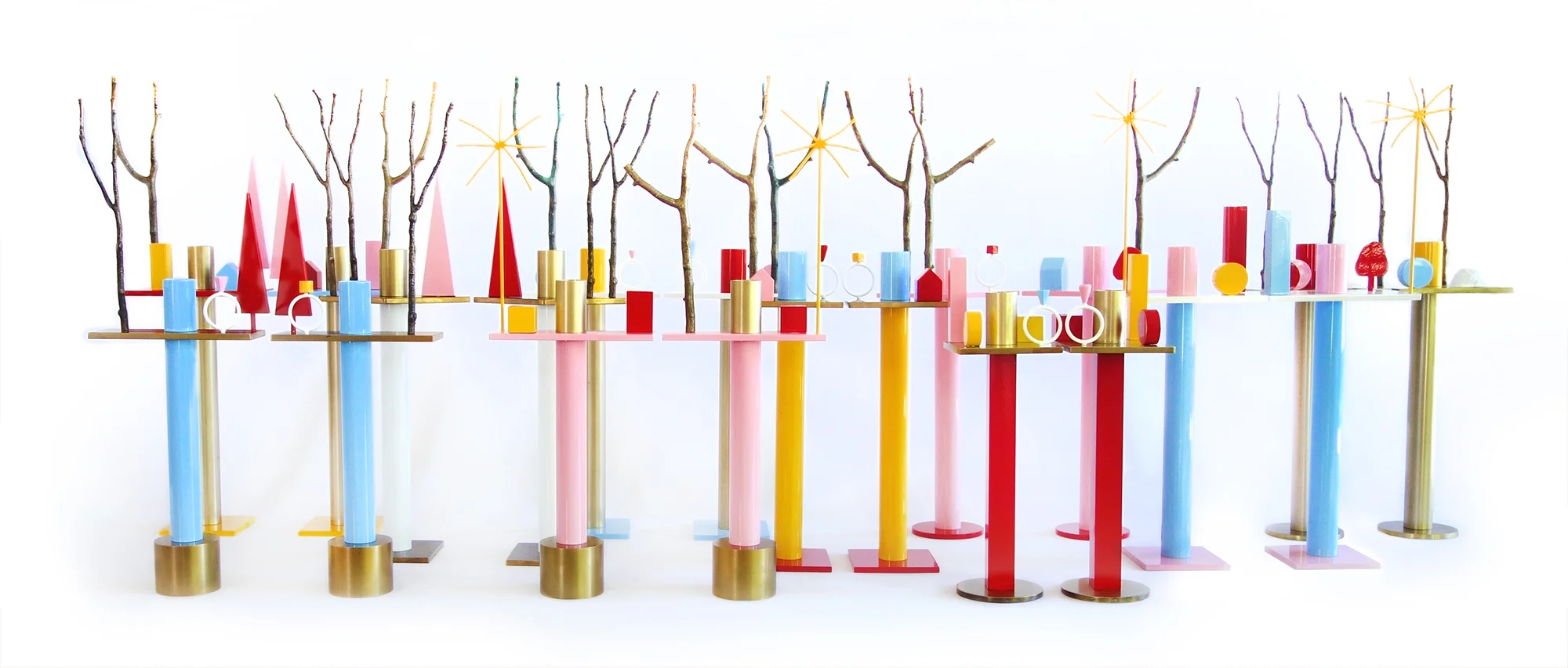 Candlesticks 2014 bronze, aluminium and brass painted and patinated