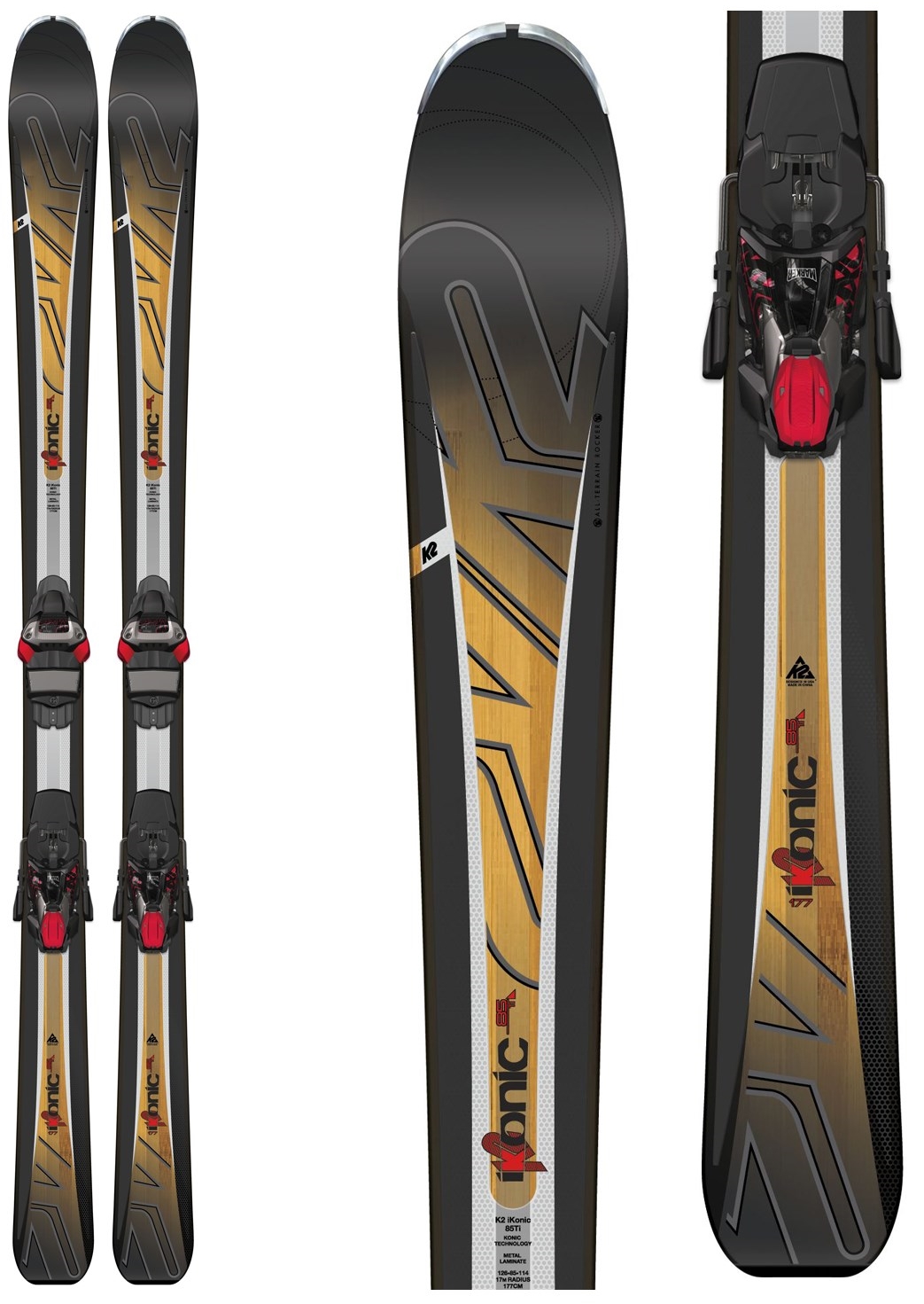 K2 iKonic 85Ti Skis with Marker MXC 12TCx Bindings, $900