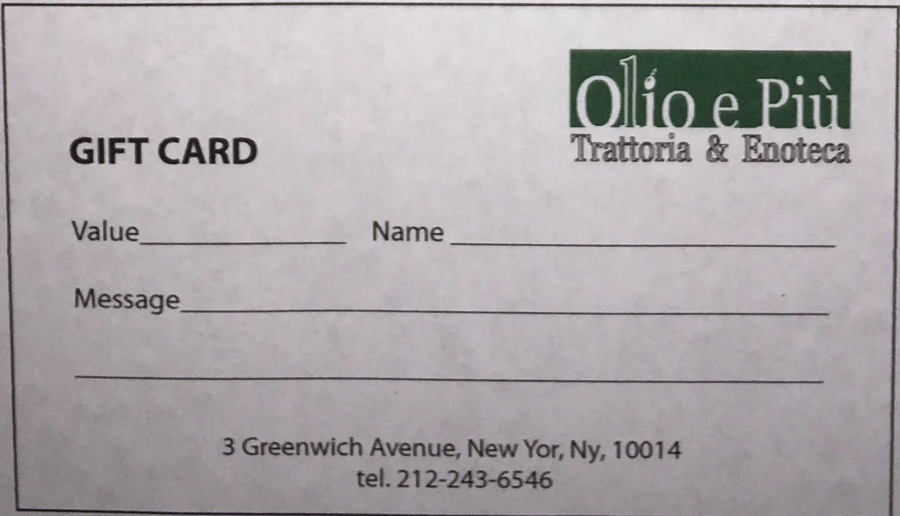 Olio e Piú Gift Card, $50+