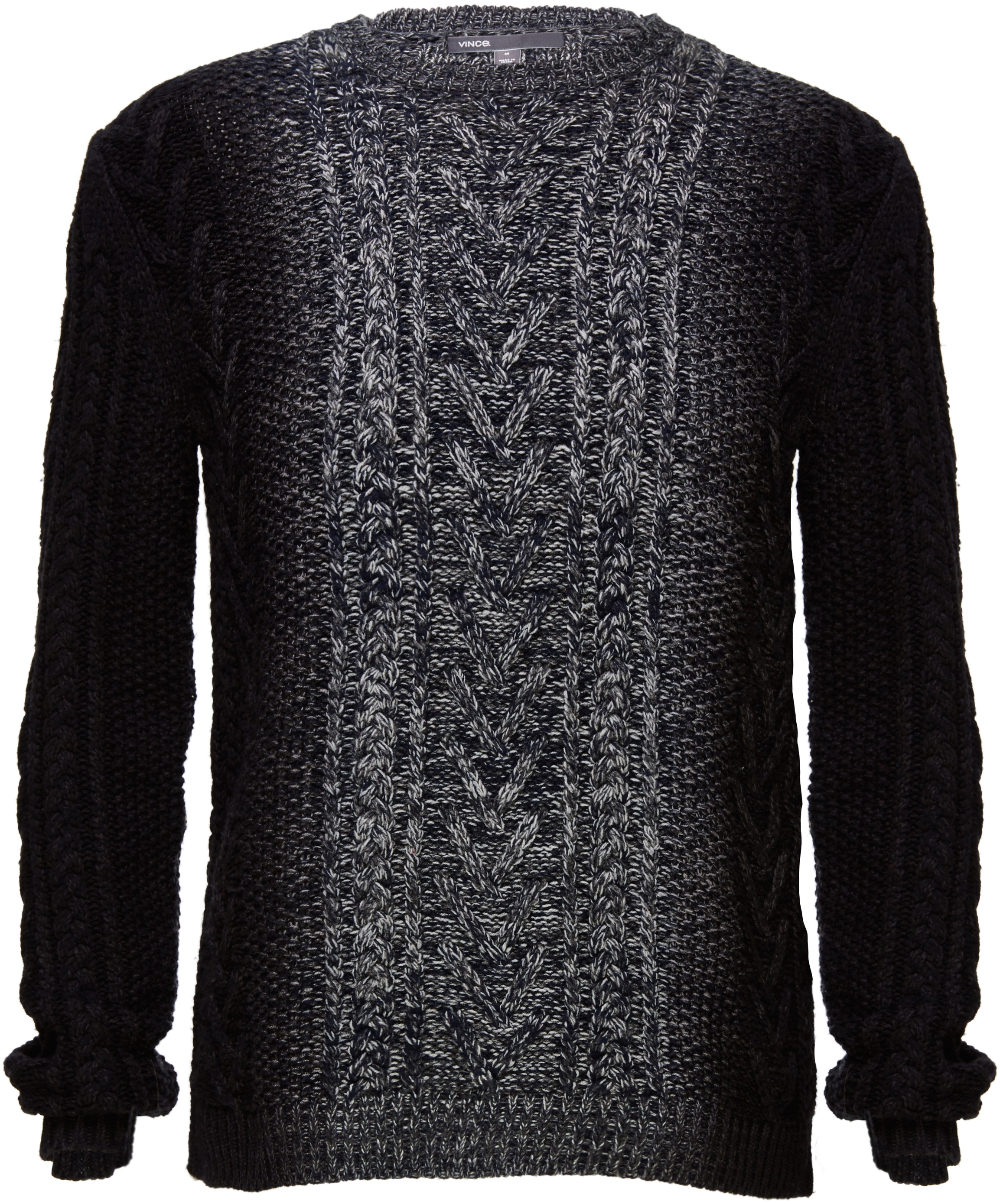 VINCE Wool Cashmere Marled Cable Knit Dégradé Crew Neck Sweater, $395