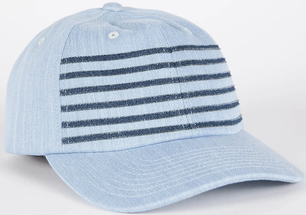 Grungy Gentleman x Mitchell & Ness 6 Stripe DENIM Strap Back Hat, $45