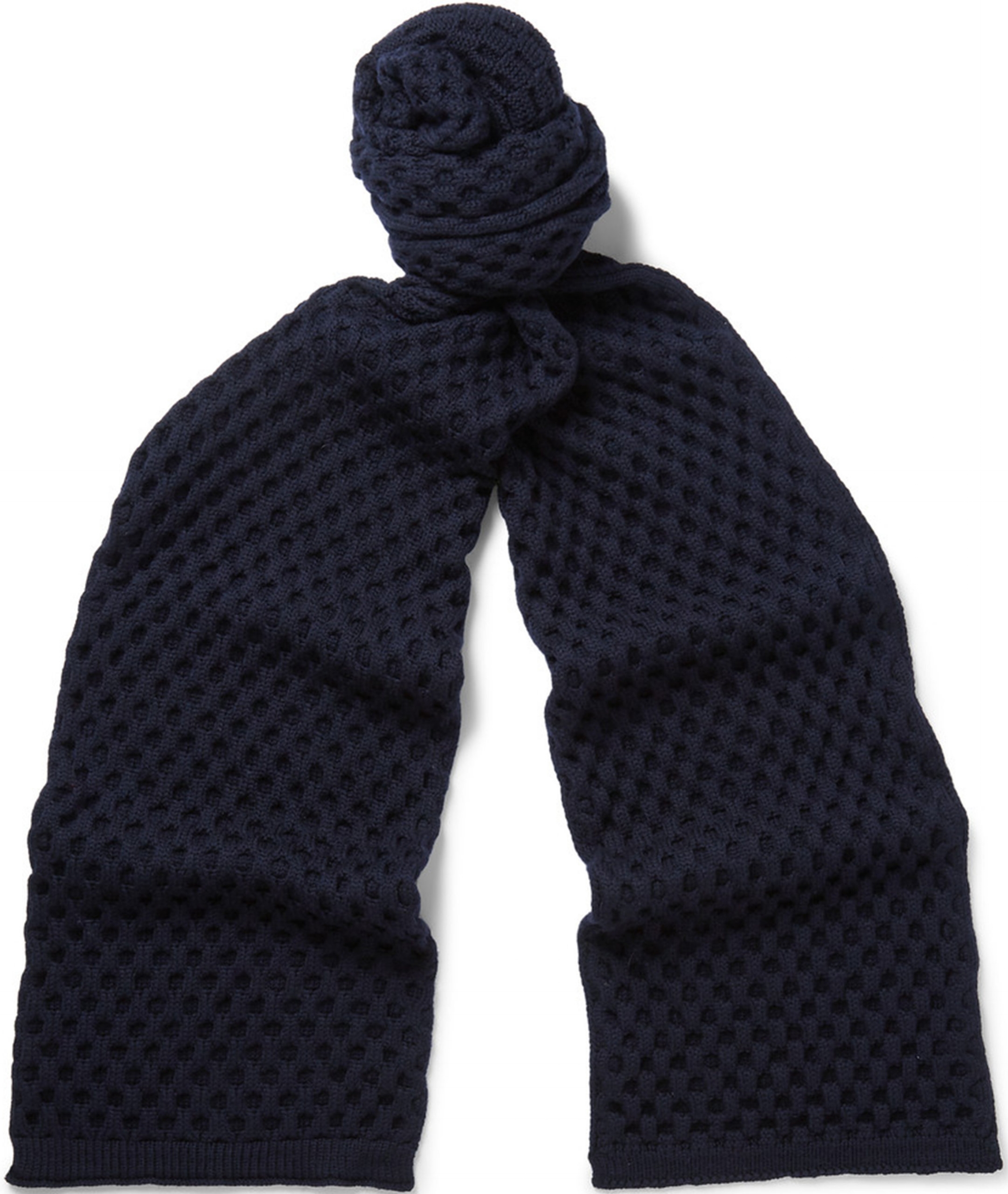 Jil Sander Blue Honeycomb-knit Wool Scarf from Mr. Porter, $365