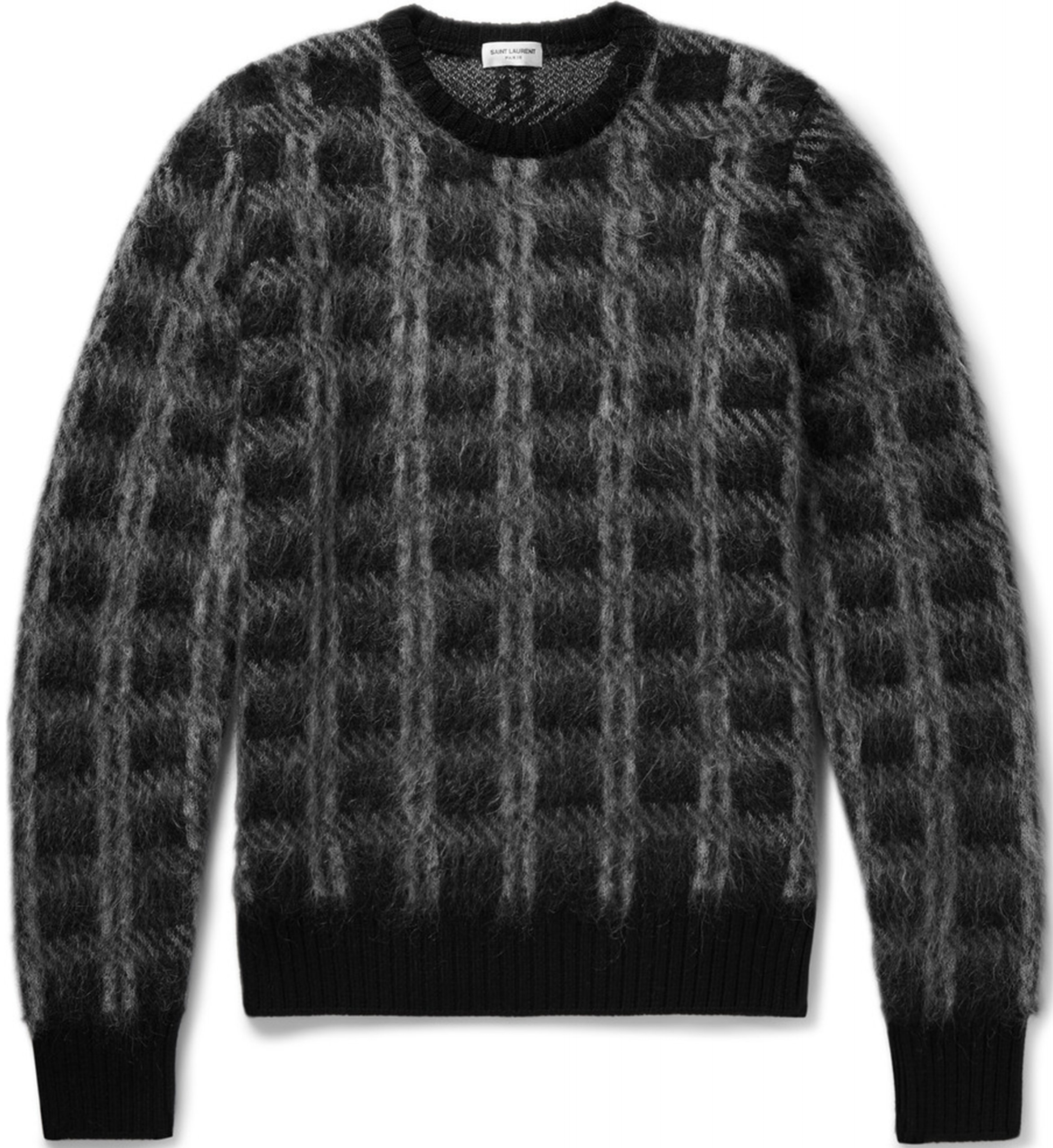 Saint Laurent Slim-Fit Checked Brushed Knitted Sweater at Mr. Porter, $790