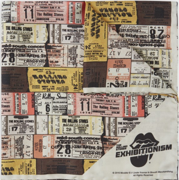 Turnbull & Asser x Rolling Stones Ticket Stubs Silk Pocket Square, $145