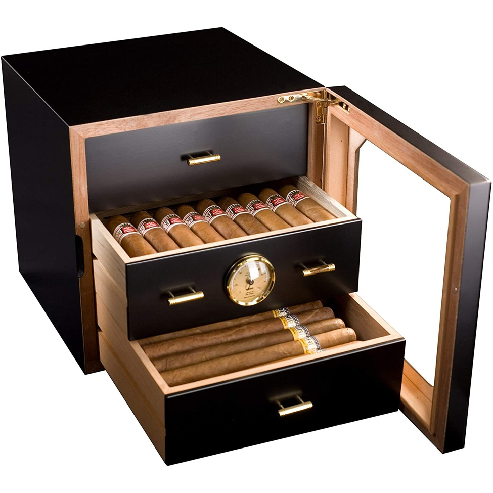 adorini pocket leather cigar case 2 cigars black, black yarn