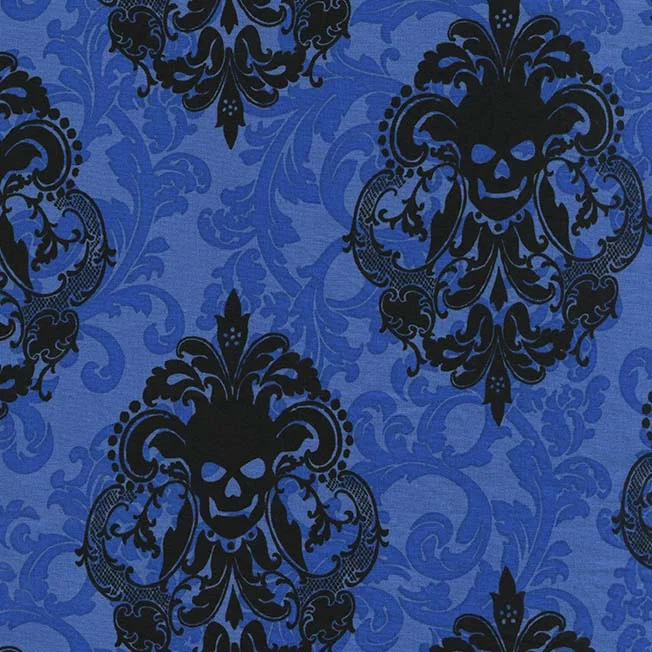 Skull Damask - Blue