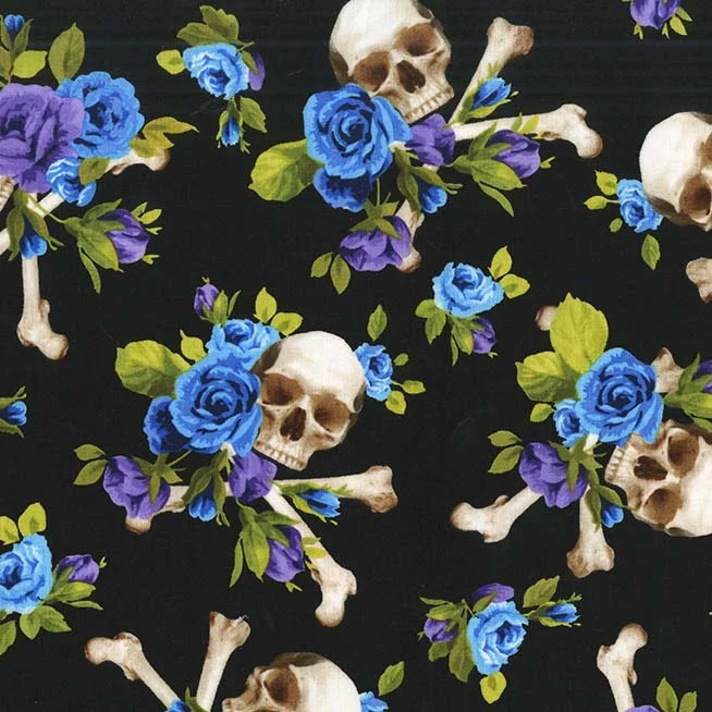 Flowering Skull and Crossbones - Blue