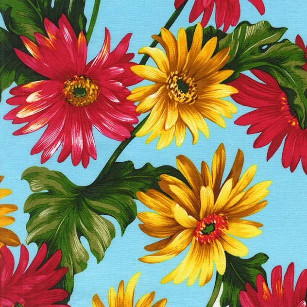 Red and Yellow on Stems - Aqua