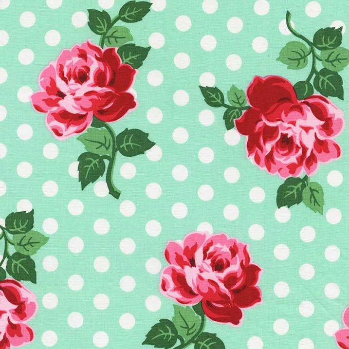 Polka Dot Roses - Aqua