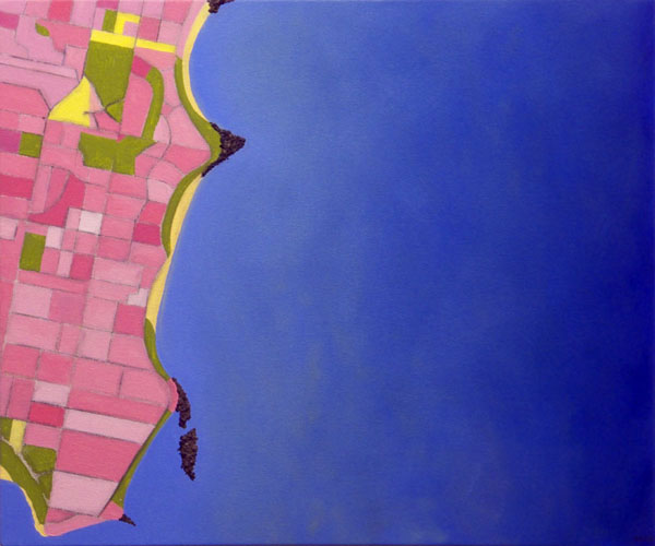 Pink patchwork red cliff </br>2014 oil on canvas </br>50x60cm
