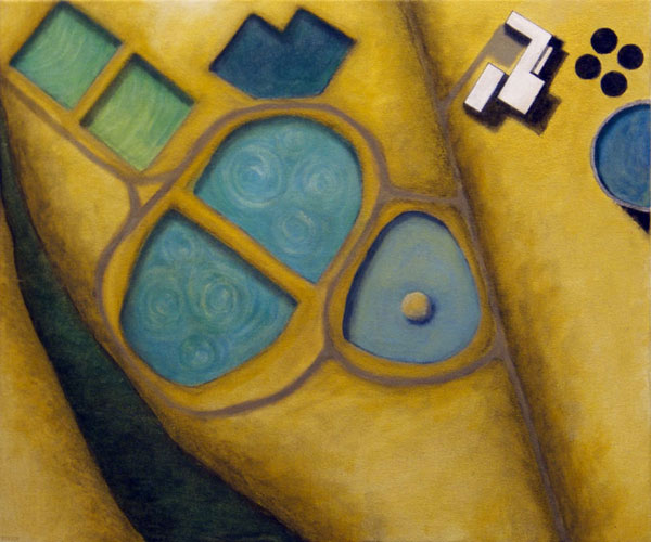 Aqua and gold </br>2014 oil on canvas </br>50x60cm