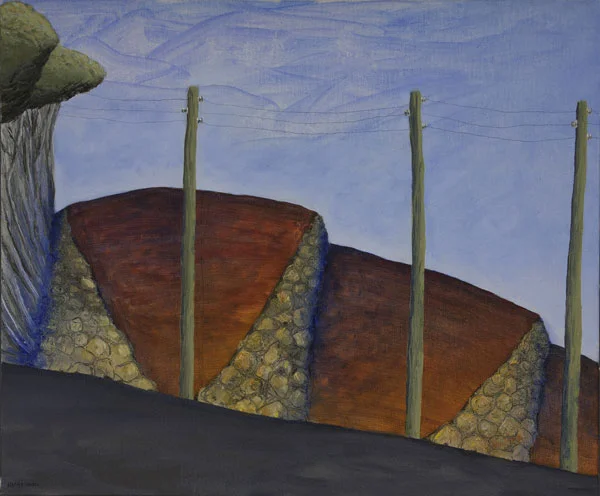 Rock walls and wild powerlines</br>2012 oil on canvas</br>50x60cm