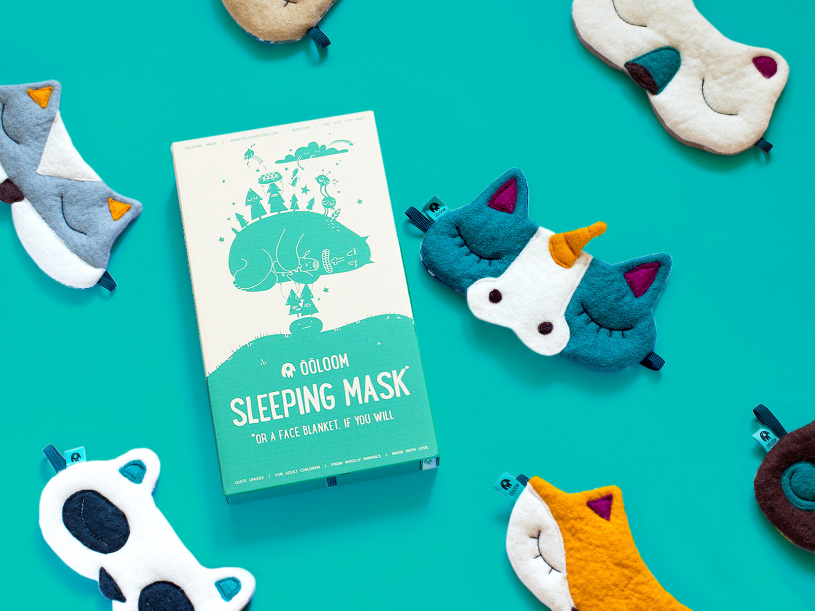 Variety of Ööloom sleeping masks, 2016. 