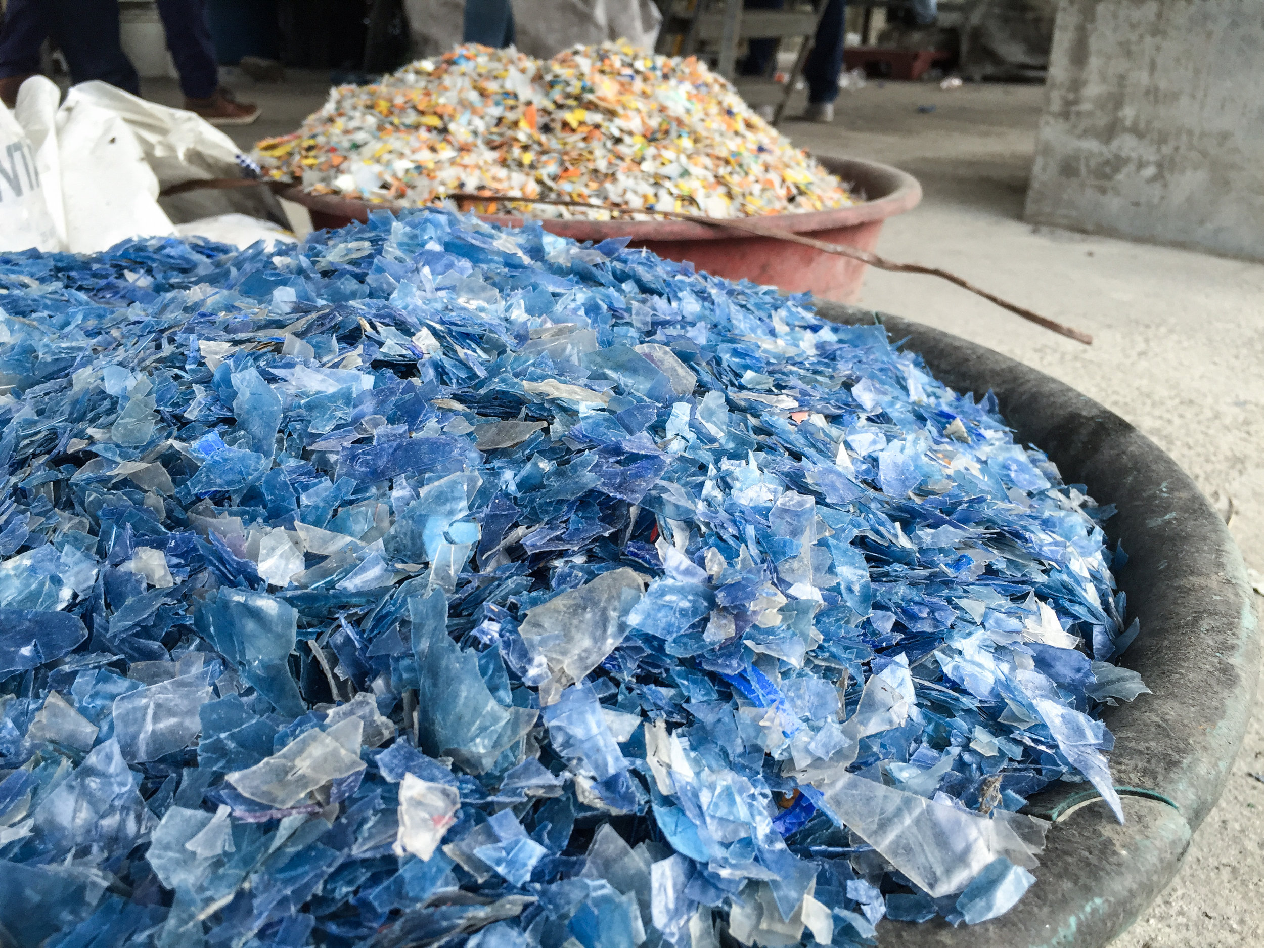 Plastic flakes.