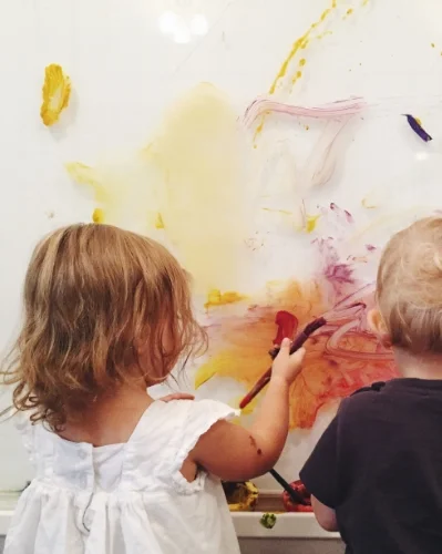 Harper and a buddy getting down at Art Beast
