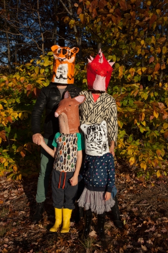 Heather's custom artistry: the ridiculously charming family mask project, courtesy of Big Wiggly . 