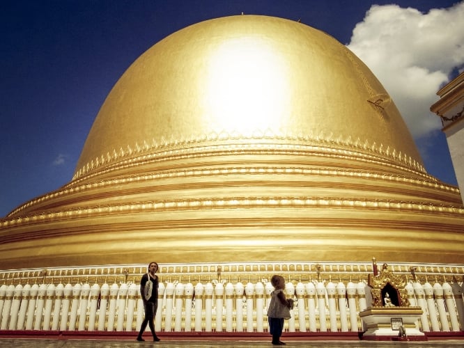 Milla + Dad atop a Myanmar pagoda. #superfussytravels.