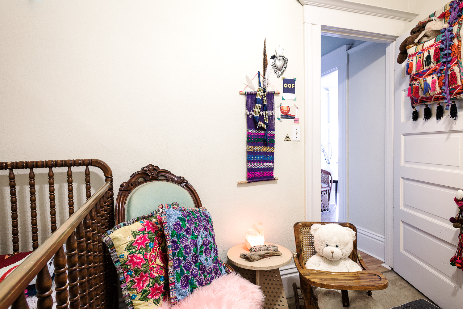  Textiles adorn Edie's nursery.&nbsp; 