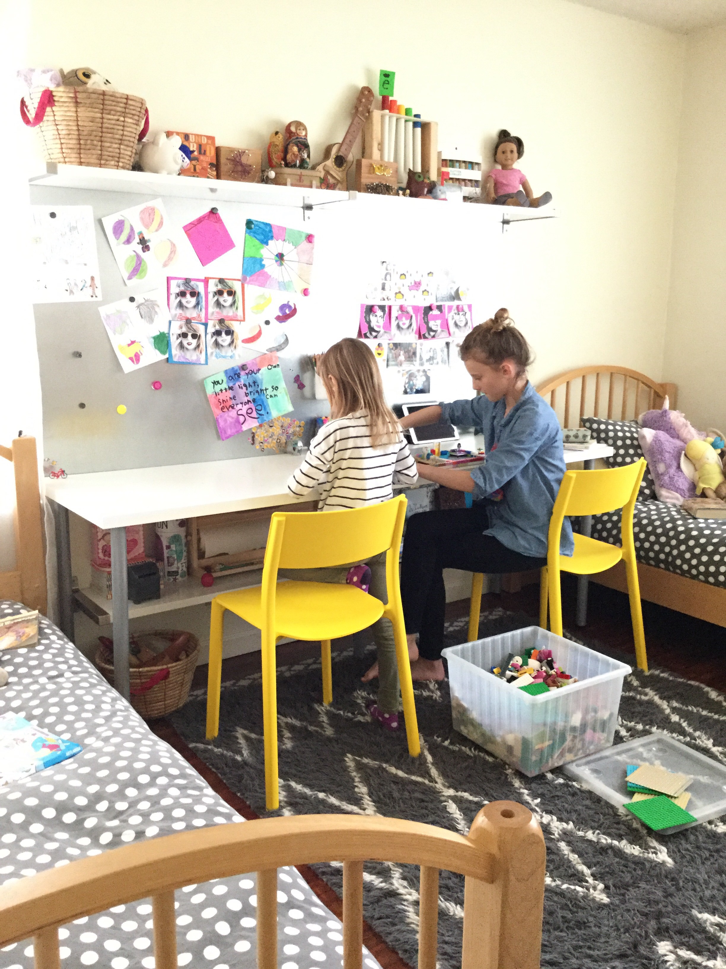 "I like to remind both of them that your immediate family are the people you get to practice on becoming a better version of yourself, so even when they are having a conflict it's an opportunity for them to learn empathy, consideration, and compromise. Sharing a room allows them to get a lot of experience with that!"
