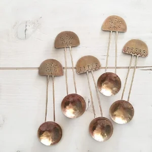 Pretty brass coffee scoops from Stella Blue Gallery