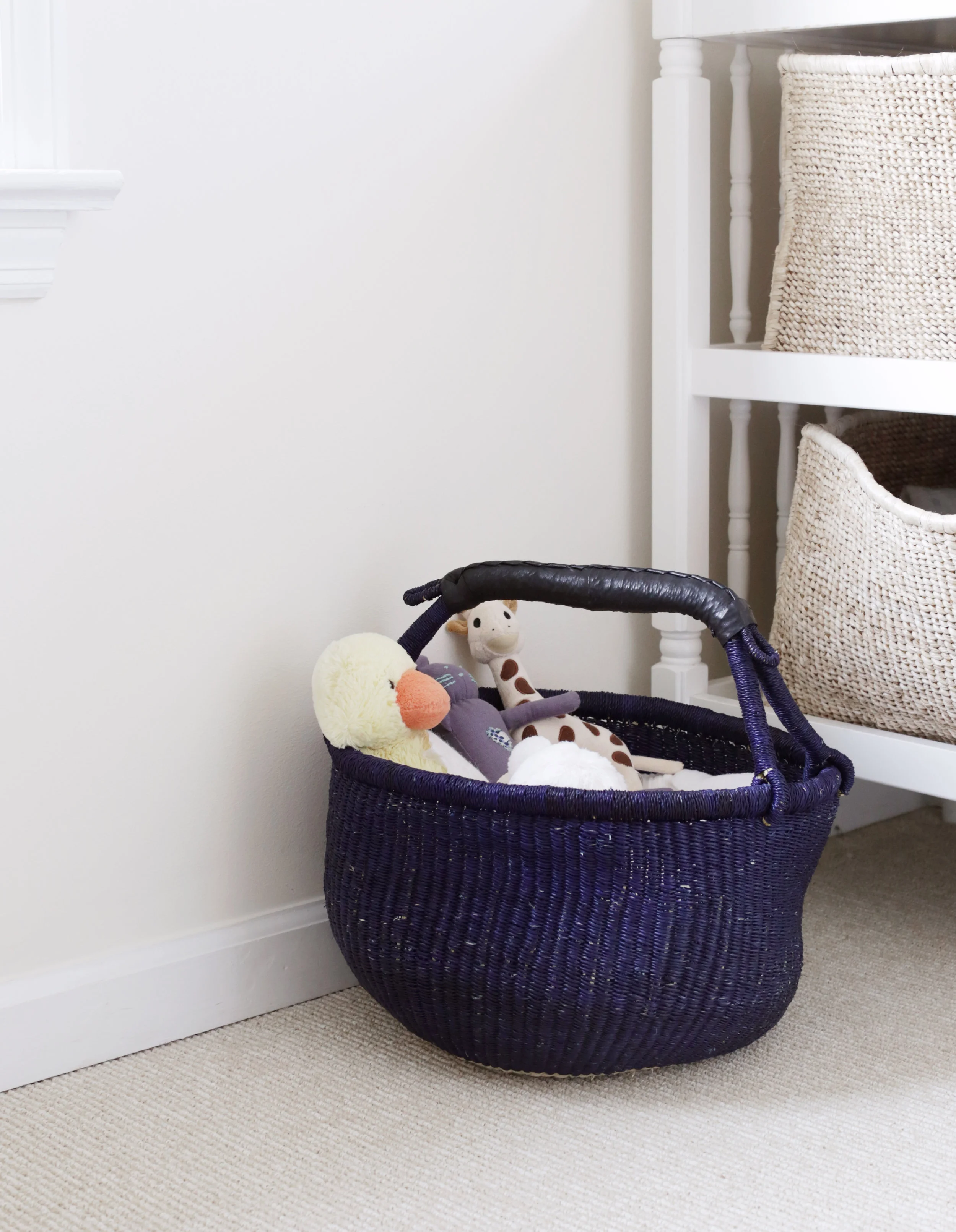  Indego Africa large navy  bolga &nbsp;basket &nbsp; and  banana floor  baskets.&nbsp;   