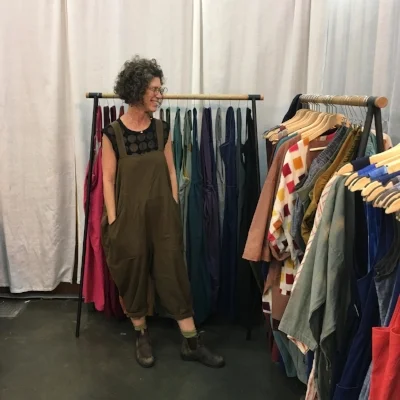 Debra with her Specks & Keepings Collection at The American Craft Festival 