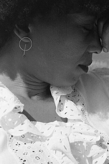 Laurence with QUAN earrings. Martinique, September, 2016.