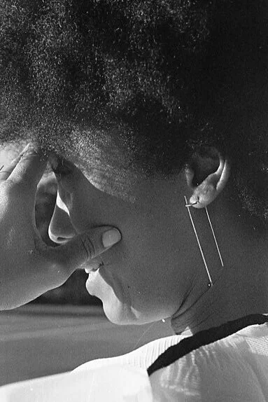 Laurence with THEMIS earrings. Martinique, September, 2016.