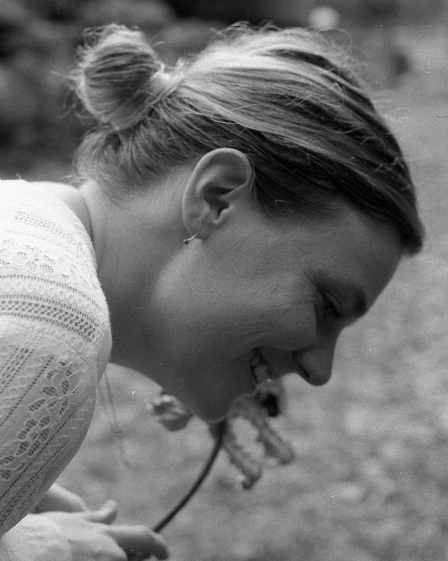  Marina wearing her FILÉ studs. 