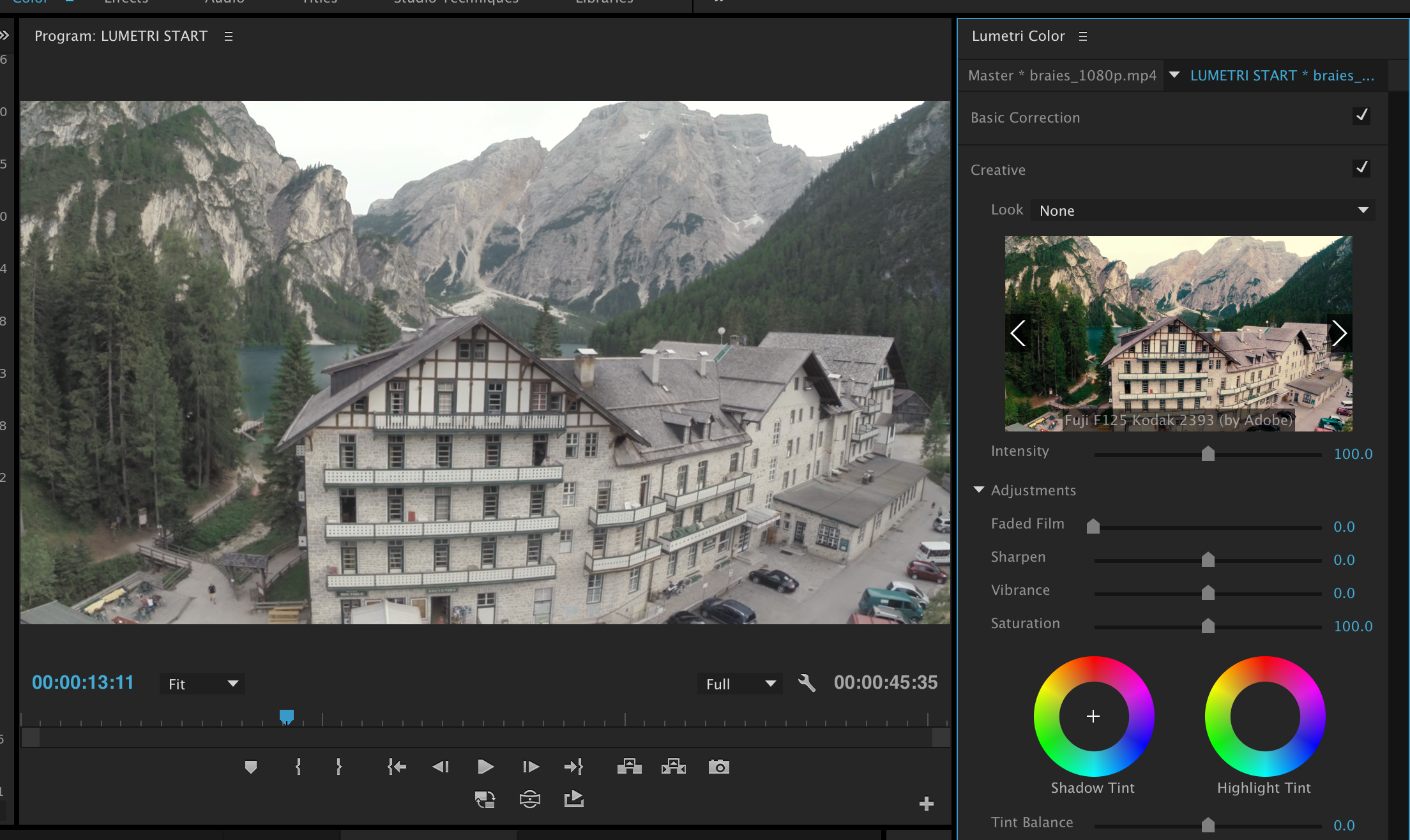 If you use the arrows ontop of the thumbnail you can preview the preset looks without applying them to the clip right away. 