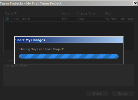 The changes to a Team Project being synced to the cloud.