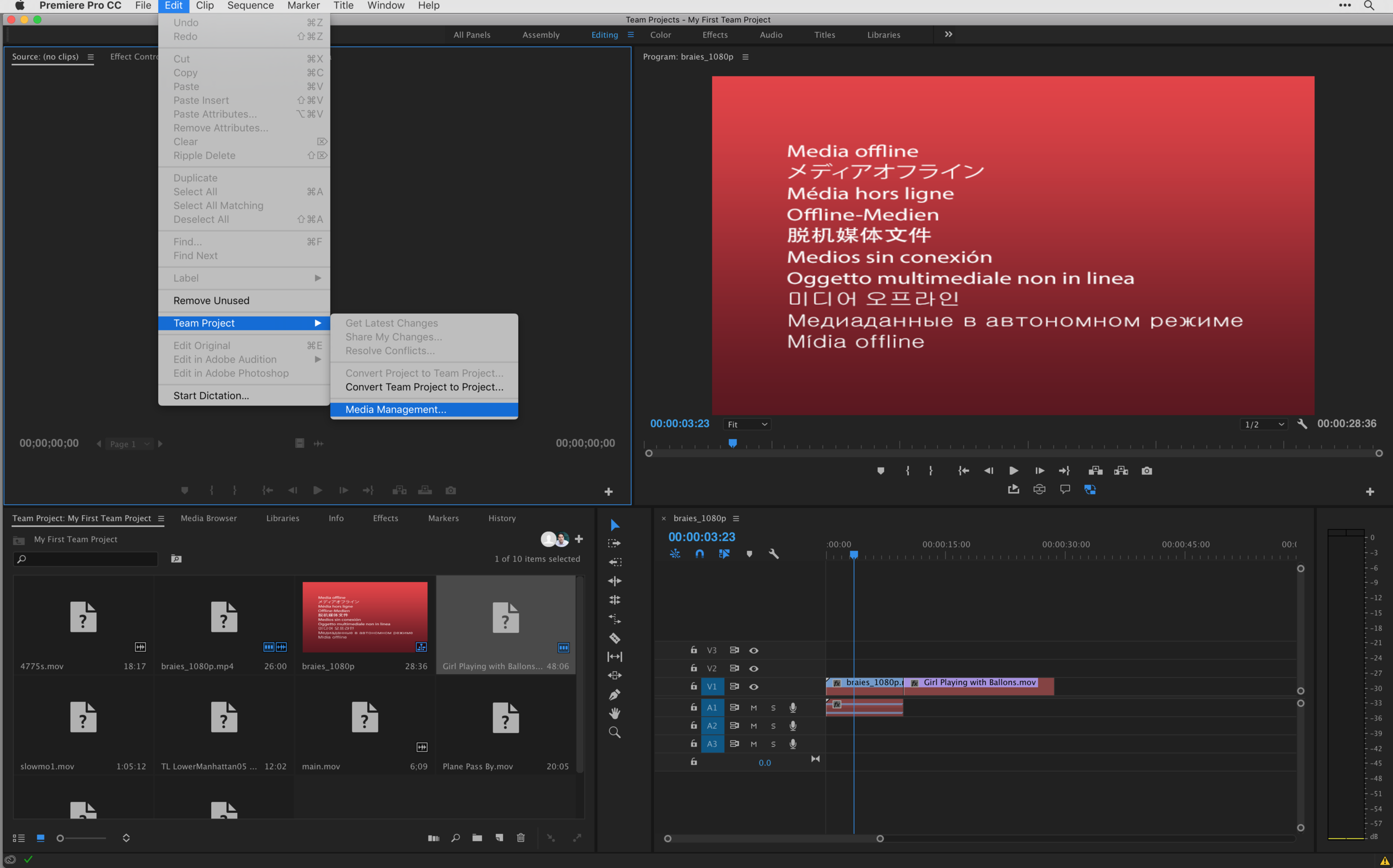 Going to the Edit Menu under your Team project Media Management settings you remap where the offline media is linked.