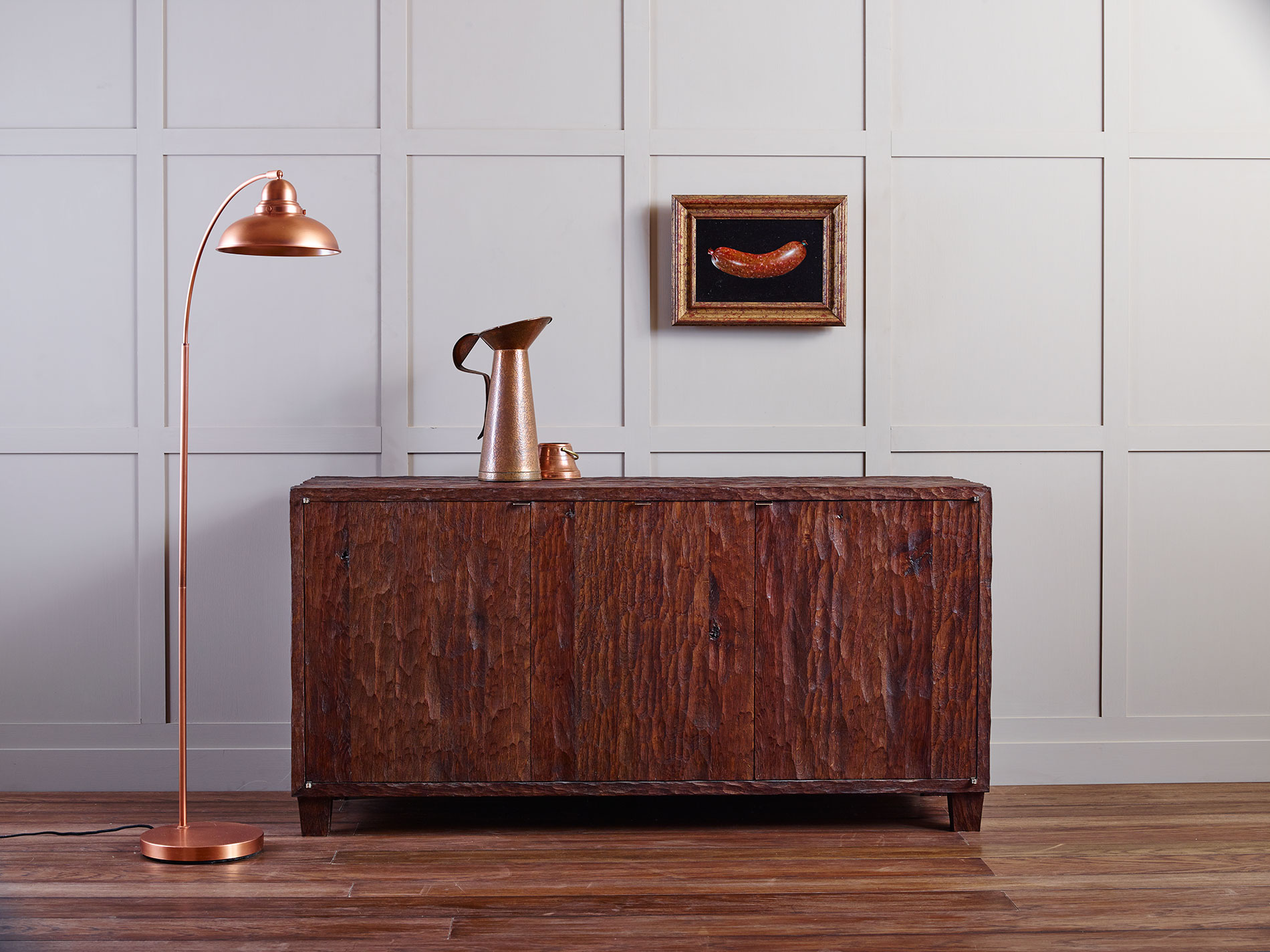 3 Door Adzed Oak Credenza