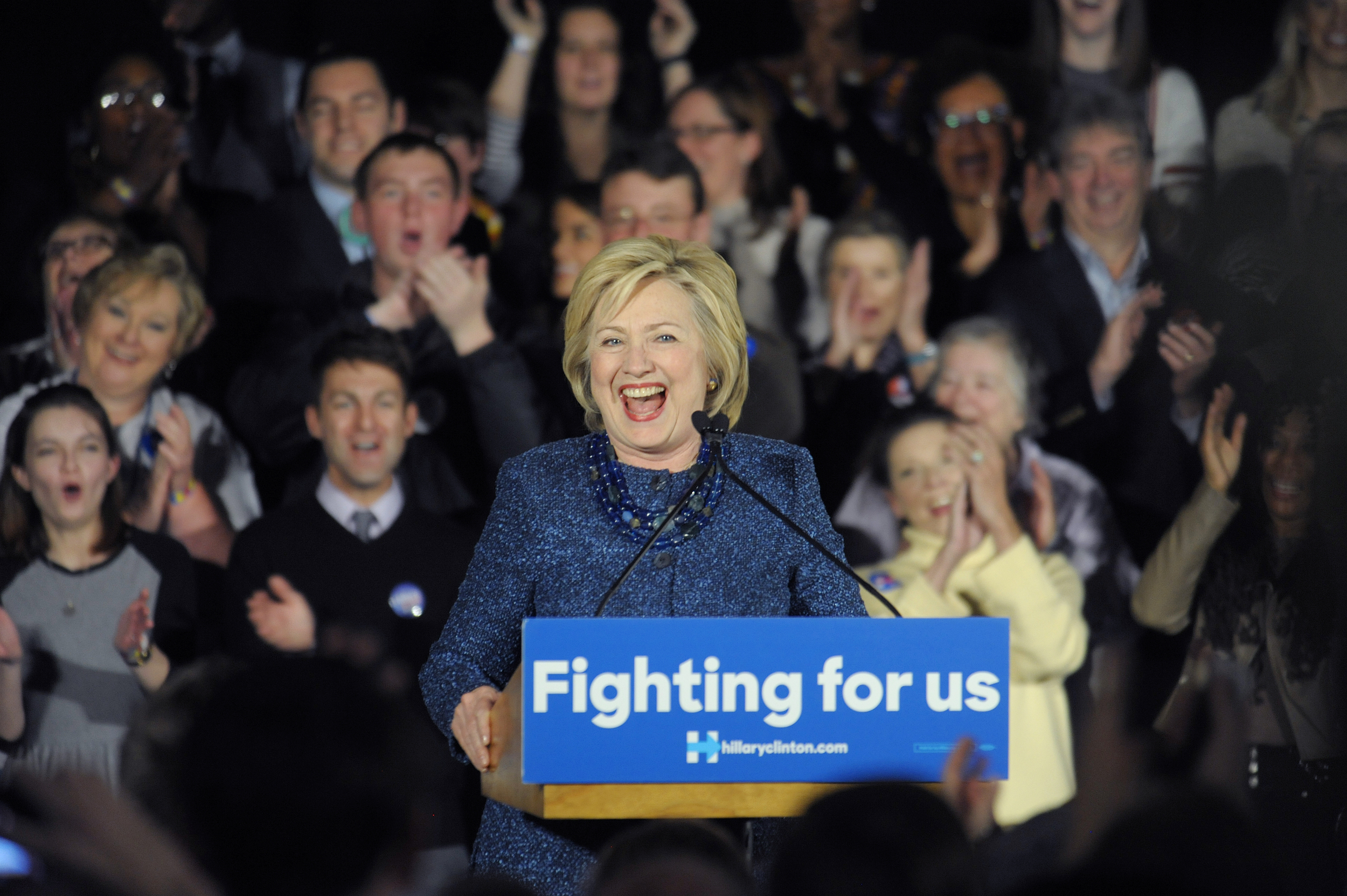 Democratic presidential candidate Hillary Clinton speaks to a crowd during a Hillary for Tulsa Grassroots Organizing Event held at the Oklahoma Jazz Hall of Fame in Tulsa, Okla., Friday, Dec. 11, 2015. (AP Photo/Brandi Simons)
